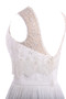 Chiffon Perlenbesetztes Durchsichtige Rücken Drapiertes Mehrschichtiges Brautkleid