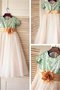 Tüll Paillette Reißverschluss Prinzessin Wadenlanges Blumenmädchenkleid