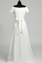 Satin plissiertes Einfaches Brautkleid mit Rüschen mit kurzen Ärmeln