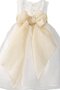 Reißverschluss Plissiertes Schaufel-Ausschnitt Tüll Blumenmädchenkleid mit Empire Taille