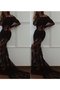 Sweep Train Langärmeliges Normale Taille Meerjungfrau Stil Abendkleid mit Bordüre