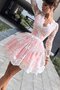 Prinzessin A-Linie Langärmeliges Mini Abiballkleid mit V-Ausschnitt