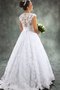 Reißverschluss Spitze Romantisches Brautkleid mit Schleife mit gekappten Ärmeln