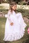 Prinzessin Juwel Ausschnitt Lange Ärmeln A-Linie Blumenmädchenkleid mit Bordüre