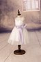 Duchesse-Linie Hoher Kragen Knöchellanges Blumenmädchenkleid mit Schleife mit Gürtel