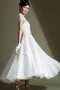 Schlichtes Knöchellanges Brautkleid mit Applike mit Gürtel