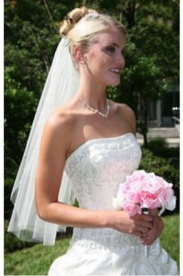 Glamourös Kurz Einfache Günstige Brautschleier - Foto 2