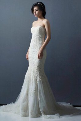 Natürliche Taile Ärmelloses Trägerloser Ausschnitt Meerjungfrau Stil Elegantes Brautkleid