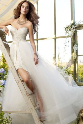 Reißverschluss A-Line Tüll Brautkleid mit Bordüre mit Schleife
