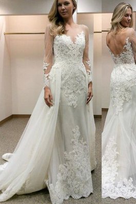 A-Line Lange Ärmeln Tüll Romantisches Stilvolles Brautkleid