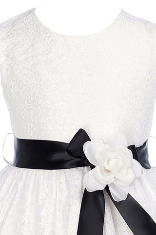Empire Taille Schaufel-Ausschnitt A-Linie Spitze Wadenlanges Blumenmädchenkleid