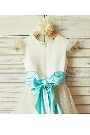 Tüll Prinzessin A-Linie Reißverschluss Blumenmädchenkleid mit Blume