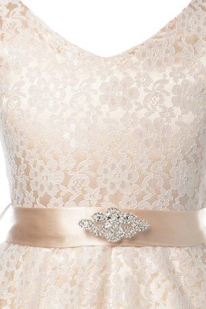 Spitze Reißverschluss Natürliche Taile A-Line Blumenmädchenkleid mit Kristall