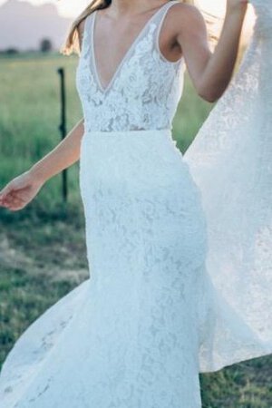Meerjungfrau Stil Tüll rückenfreies Brautkleid aus Spitze mit V-Ausschnitt