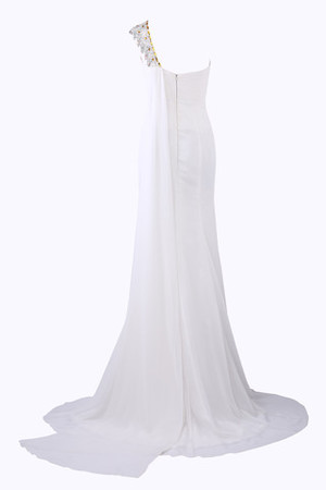Herz-Ausschnitt Klassisches Bodenlanges Abendkleid ohne Taille mit Kristall