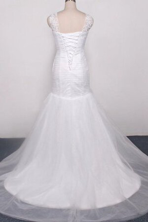 Tüll Meerjungfrau Stil Organza Brautkleid aus Spitze mit gekappten Ärmeln