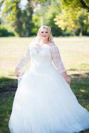 Schulterfreier Ausschnitt Duchesse-Linie Luxus Bodenlanges Romantisches Brautkleid
