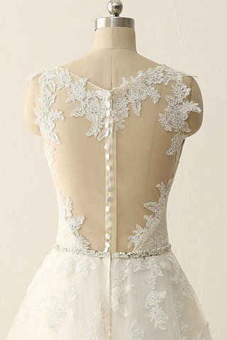 V-Ausschnitt Wadenlanges Bodenlanges Brautkleid mit Applikation mit Pailletten