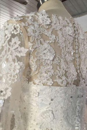 Quadrat Ausschnitt Paillettenbesetztes Elegantes Brautkleid mit Applike mit Knöpfen