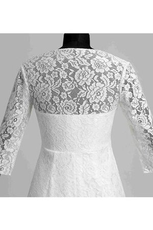 Durchsichtige Rücken Dreiviertel Länge Ärmeln A-Line Konservatives Brautkleid aus Spitze