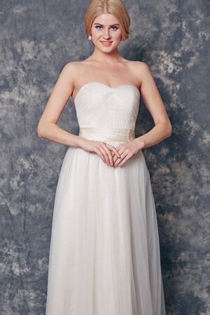 Trägerloser Ausschnitt Tüll Rückenfreies Schlichtes Romantisches Brautjungfernkleid