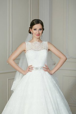 Spitze Natürliche Taile A-Line Brautkleid mit Juwel Ausschnitt mit Bordüre