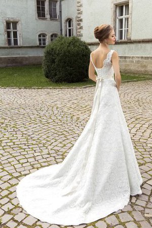 V-Ausschnitt A-Line Bodenlanges Brautkleid mit Rücken Schnürung mit Kristall