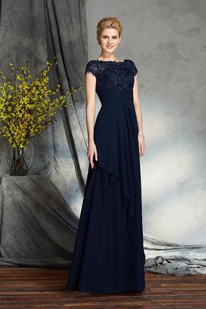 Kurze Ärmeln Bateau Ausschnitt Natürliche Taile A-Line Chiffon Brautmutterkleid