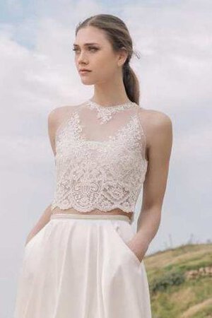 Strand Nackenband Juwel Ausschnitt Brautkleid mit Tasche aus Chiffon