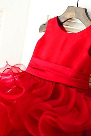 Schaufel-Ausschnitt Normale Taille Organza Geschichtes Blumenmädchenkleid mit Blume