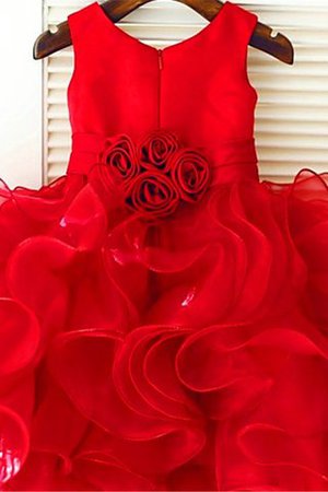 Schaufel-Ausschnitt Normale Taille Organza Geschichtes Blumenmädchenkleid mit Blume