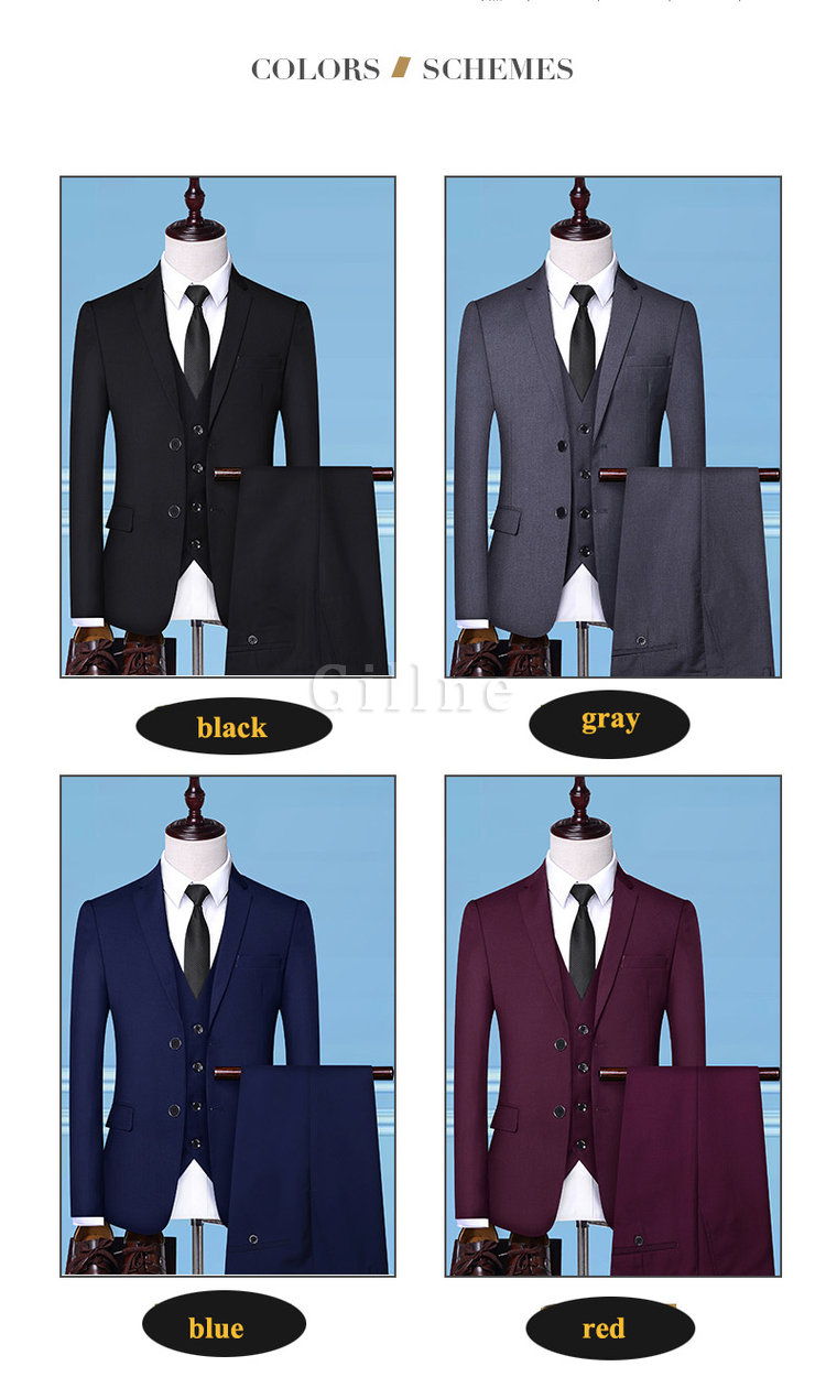 Blazer Anzüge Einfarbig Zwei-tasten 3 Stück Arbeitsplatz