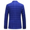 Blau Blazer Plaid Jacke + Weste + Hose Asiatischen