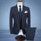 Einreiher Blau Casual Mode Hohe Qualität Jacke + Hosen + Weste