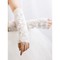 Zart Spitze Mit Applikation Weiß Elegant|Bescheiden Brauthandschuhe