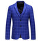 Blau Blazer Plaid Jacke + Weste + Hose Asiatischen