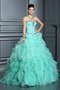 Organza Herz-Ausschnitt Bodenlanges Sittsames Quinceanera Kleid mit Perlen