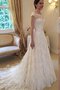 Schaufel-Ausschnitt Duchesse-Linie A-Line Luxus Brautkleid mit gekappten Ärmeln