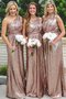 Ein Schulter Paillette A-Linie Gerüschtes Sexy Brautjungfernkleid