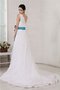 A Linie Empire Taille Organza Brautkleid mit Applike aus Satin