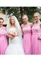 A-Line Schaufel-Ausschnitt Prinzessin Bodenlanges Brautjungfernkleid mit Bordüre