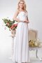 A-Line Gekerbter Ausschnitt Chiffon Brautjungfernkleid ohne Ärmeln mit kreuz