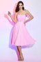 Plissiertes A Linie Mini Brautjungfernkleid mit natürlicher Taille aus Chiffon