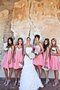 Paillettenbesetztes A-Linie Plissiertes Schlichtes Brautjungfernkleid aus Chiffon