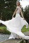 Spitze Natürliche Taile Chiffon Anständiges Brautkleid mit kurzen Ärmeln
