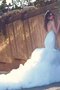 Junoesque Plissiertes Meerjungfrau Stil Romantisches Brautkleid mit Natürlicher Taille