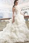 Ärmelloses Organza Bodenlanges Luxus Brautkleid mit offenen Rücken