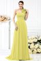 Drapiertes Empire Taille Chiffon Sittsames Brautjungfernkleid mit Blume