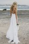 Göttlich Rückenfreies Strand Hoch Geschlitztes Brautkleid mit Stickerei