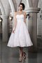 Reißverschluss A-Line Empire Taille Kurzes Brautkleid mit Applike